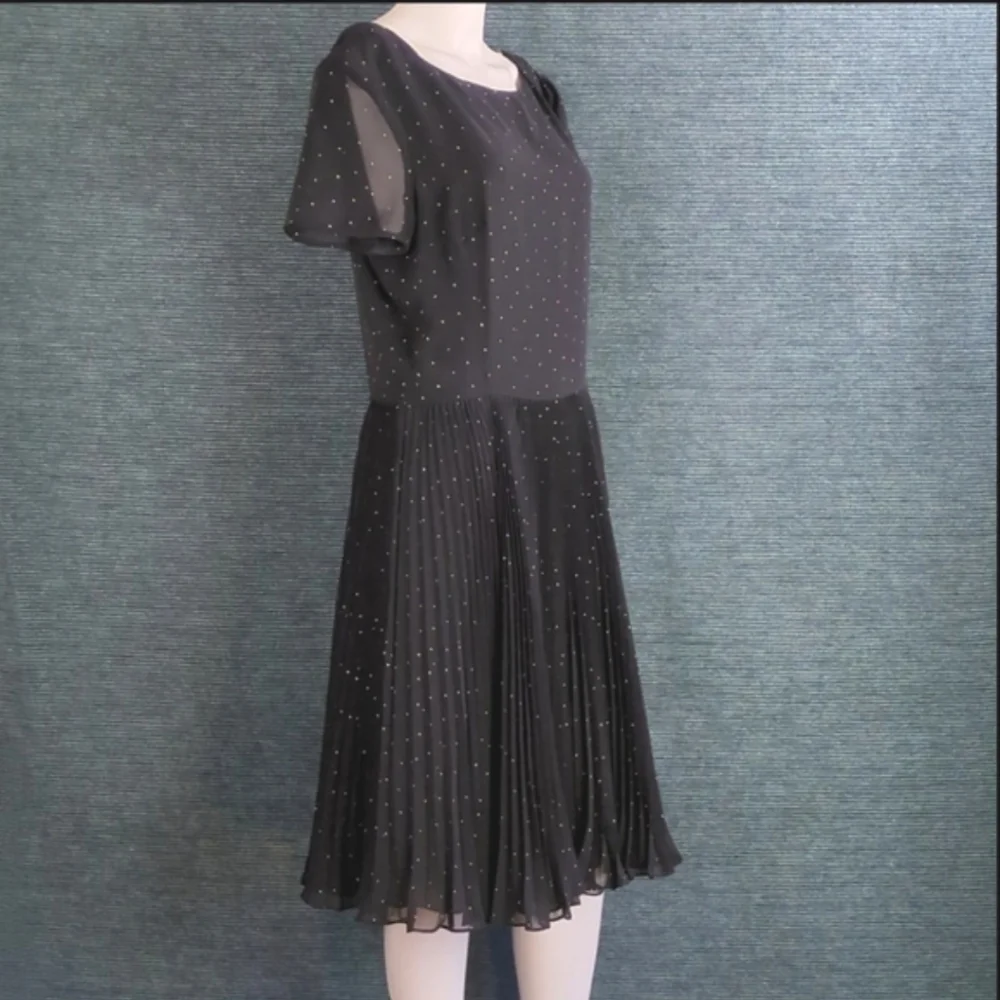 Kay Unger New York Pleated Polka Dot Dress Vintage 80's - Picture 7 of 12
